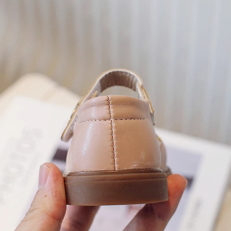 Toddler Girl's Mary Janes Flower Embroider Shallow Sweet Children Leather Shoes Three Colors Hook-loop Comfy Kids Shoe 21-30 - AMULET RING STORE