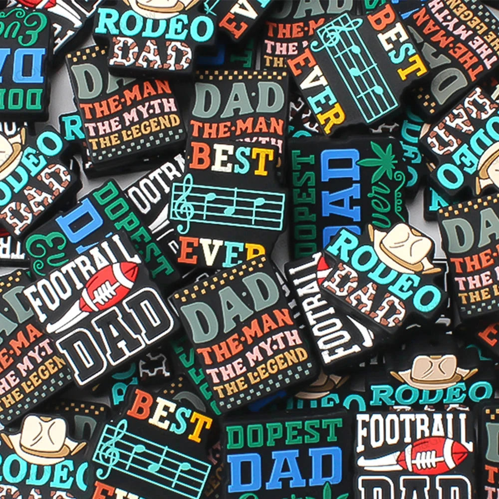 5/20/50Pcs Best Legends Dad Themed Silicone Beads for Jewelry Making Father's Day Focal Beads DIY KeysChain Accessory Decoration - AMULET RING STORE