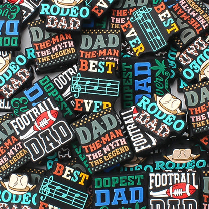 5/20/50Pcs Best Legends Dad Themed Silicone Beads for Jewelry Making Father's Day Focal Beads DIY KeysChain Accessory Decoration - AMULET RING STORE