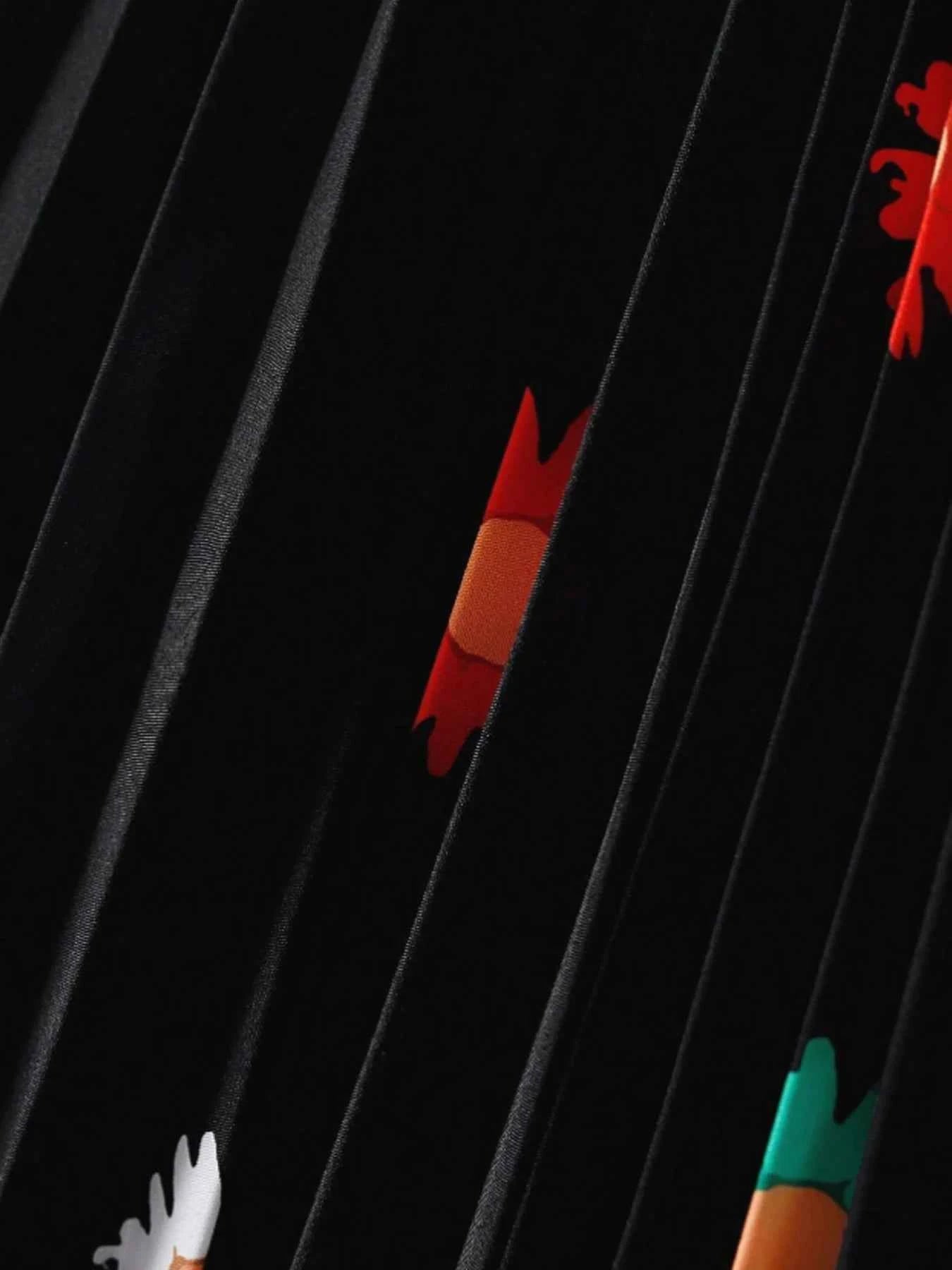 Women's printed skirt Elastic high-waisted pleated skirt Pleated skirt Stylish and elegant PROM party dress