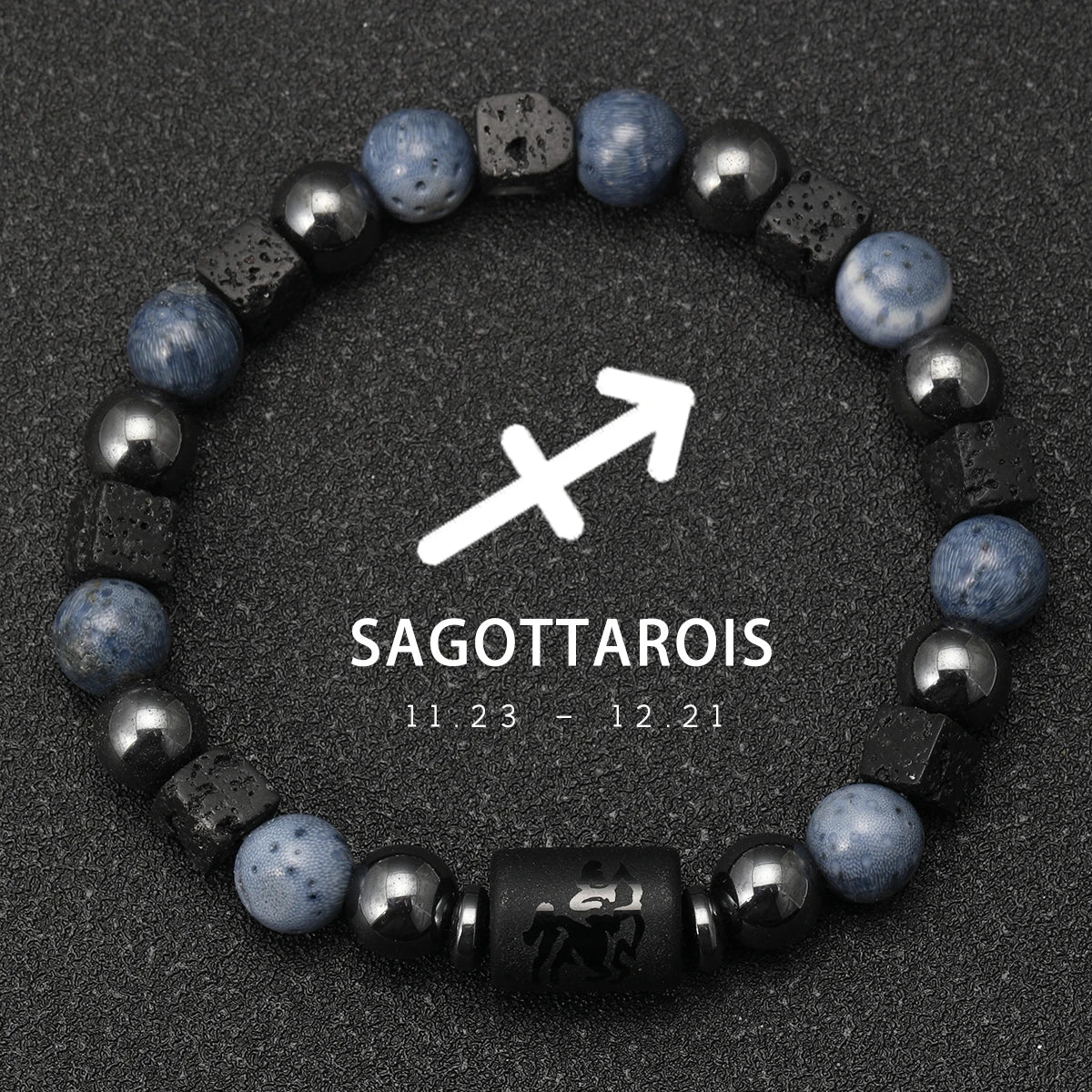 12 Constellation Natural Blue Coral Lava Stone Stone Beads Bracelet For Men Couple Rope Friendship Zodiac