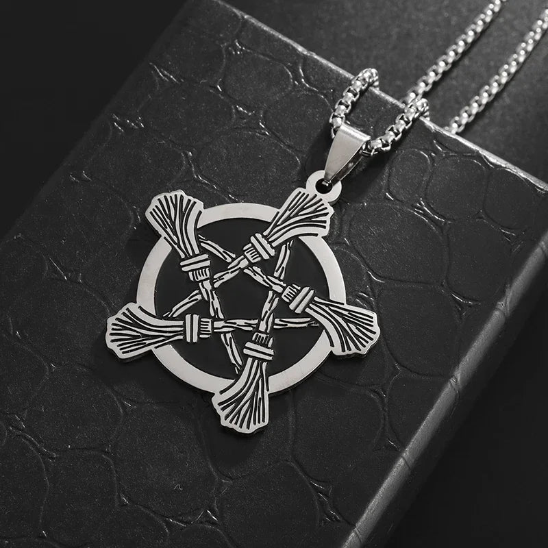 Stainless Steel 7 Archangel Seal Necklace Solomon Kabbalah Seal Pendant for Men Personality Charm Amulet Jewelry