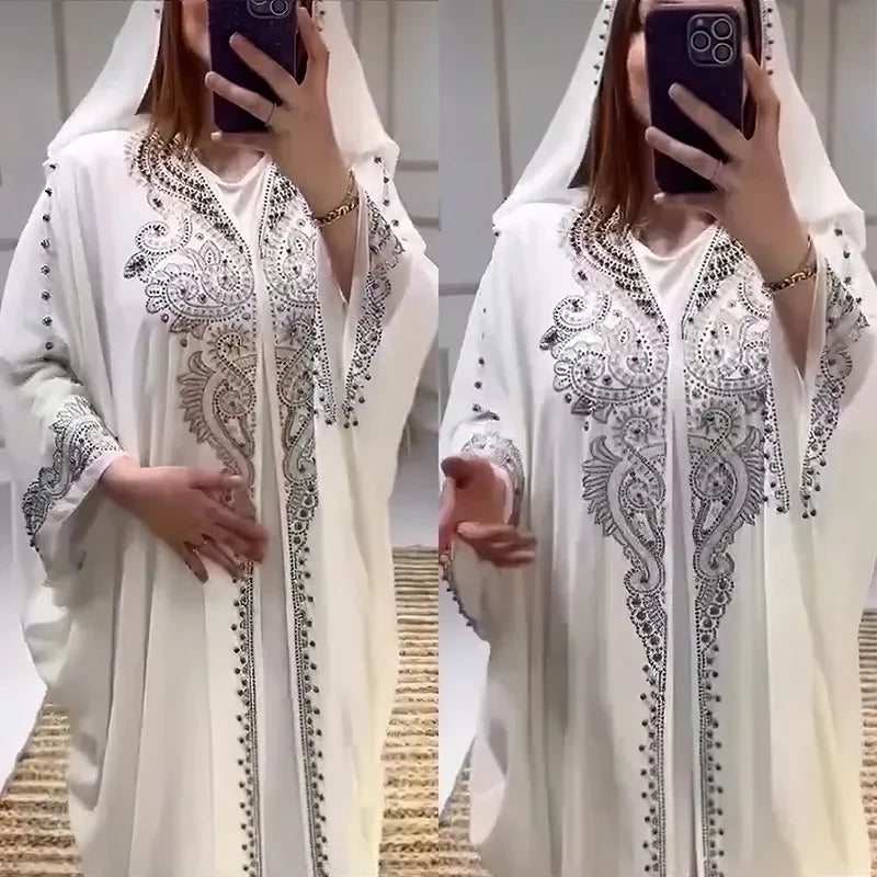 2025 Traditional Hooded Abaya African Dresses for Women Luxury Boubou Dress Africa Clothing Plus Size Dashiki Ankara Outfit Robe