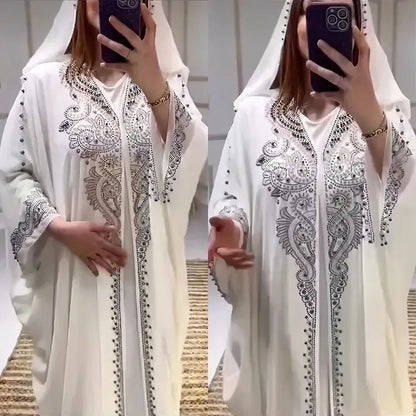 2025 Traditional Hooded Abaya African Dresses for Women Luxury Boubou Dress Africa Clothing Plus Size Dashiki Ankara Outfit Robe