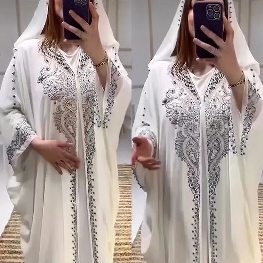 2025 Traditional Hooded Abaya African Dresses for Women Luxury Boubou Dress Africa Clothing Plus Size Dashiki Ankara Outfit Robe