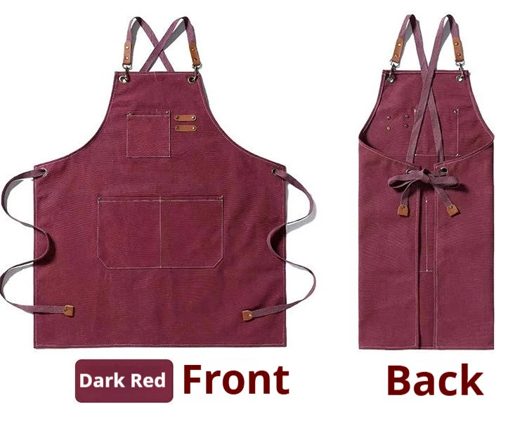 Customized apron New Fashion Canvas Kitchen Aprons For Woman Men Chef Work Apron For Restaurant Bar Shop Cafes Studios Uniform - AMULET RING STORE