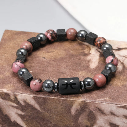 12 Zodiac Signs Natural Stone Bracelets Taurus Cancer Virgo Pisces Bracelets Ladies Men Couples Gift Bracelet aquarius