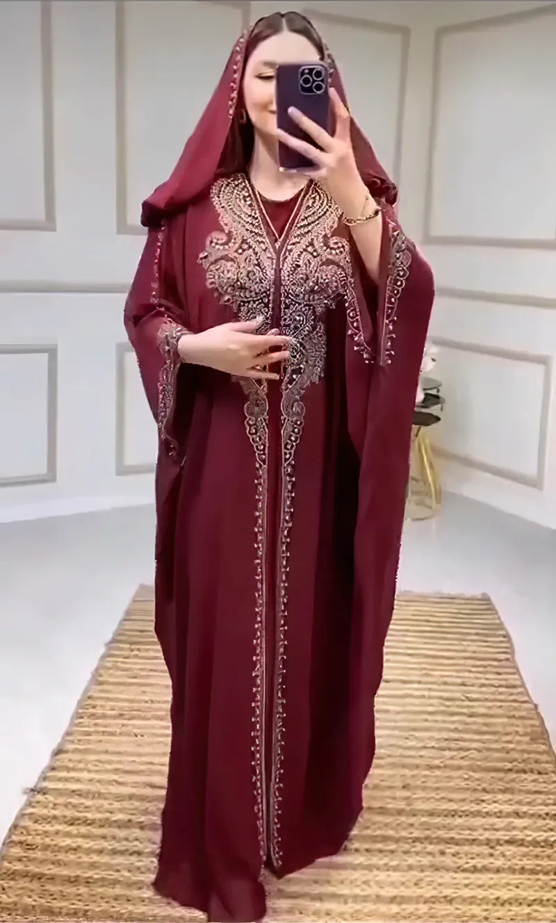 2025 Traditional Hooded Abaya African Dresses for Women Luxury Boubou Dress Africa Clothing Plus Size Dashiki Ankara Outfit Robe