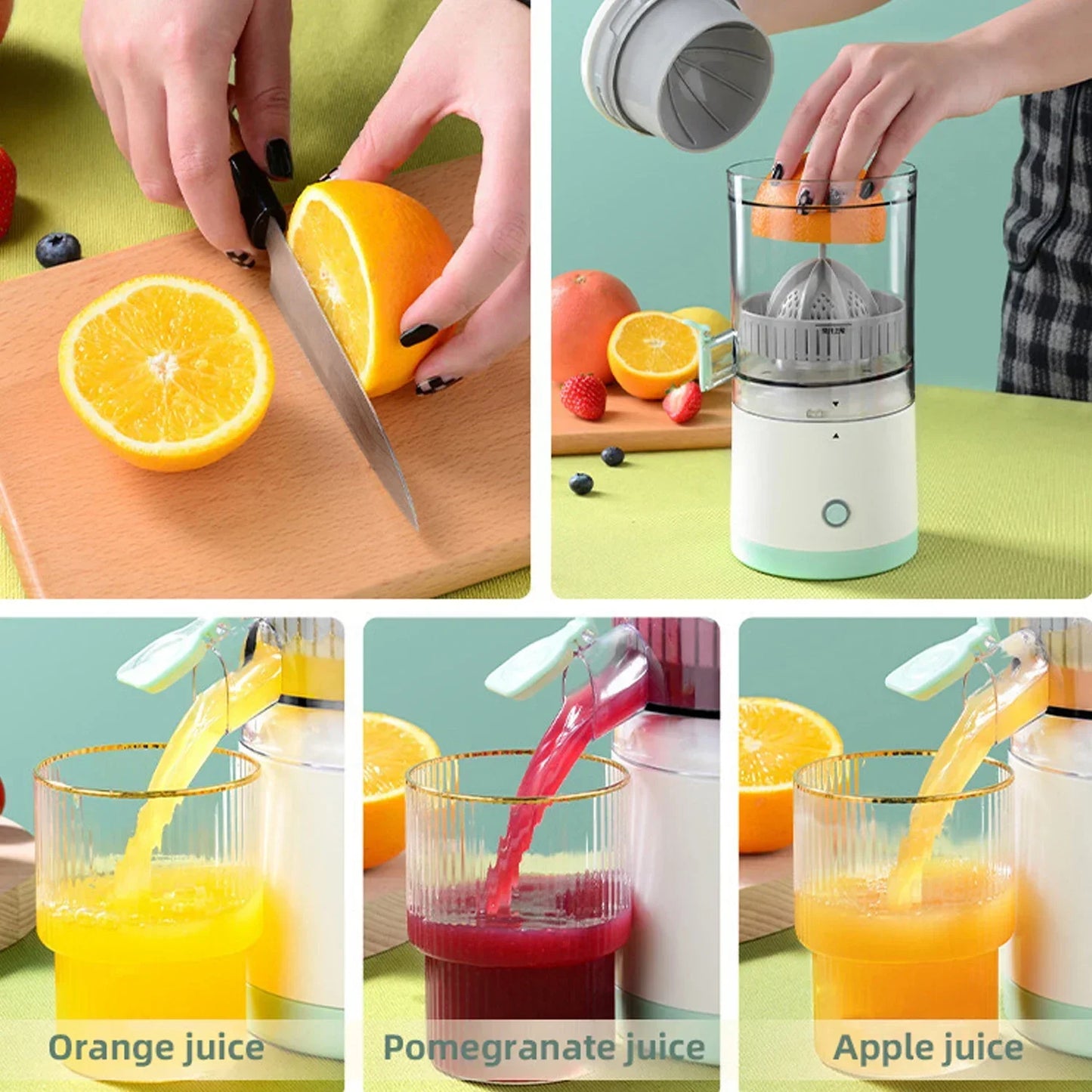 Portable Electric Juicer USB Charging Orange Lemon Fruit Blender Mini Household Juice Squeezer Mixer Citrus Juicer for Travel - AMULET RING STORE