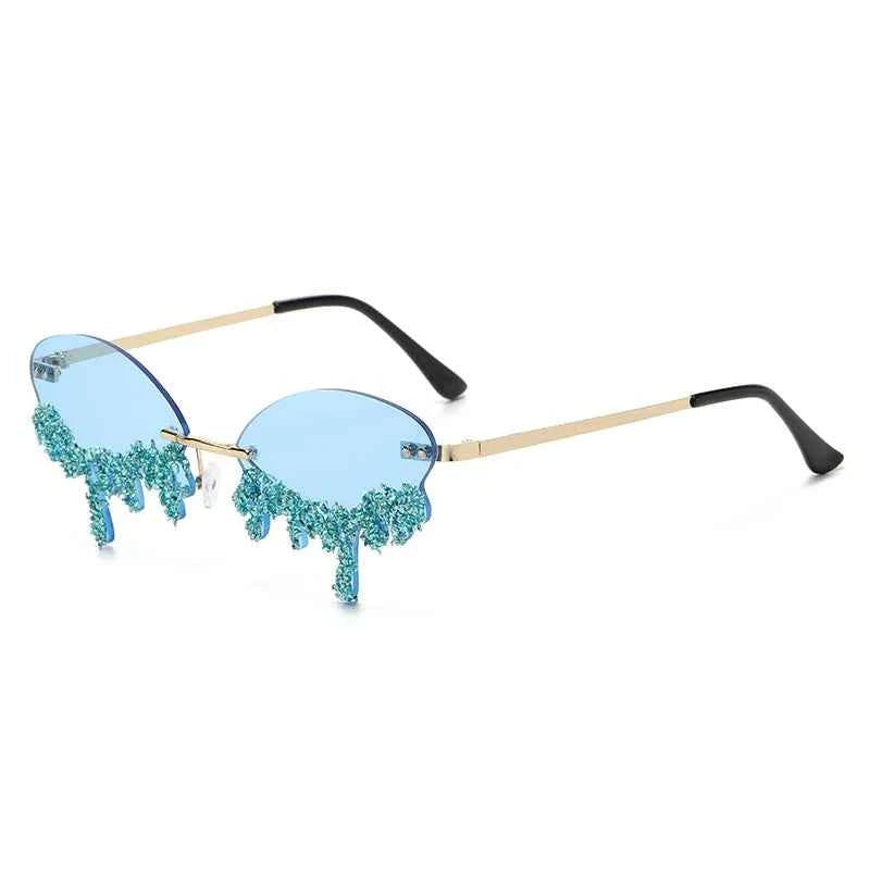 Diamond Rimless Sunglasses Women Luxury Brand Rhinestone Sun Glasses Ladies Sexy Tear Shape Punk Party Eyewear gafas de sol
