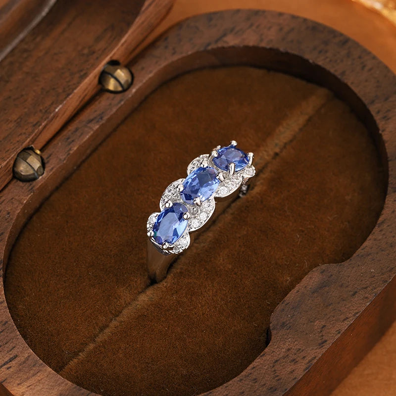 Exquisite Blue CZ Ring for Women | Premium 925 Sterling Silver | High-Quality Fashion Jewelry Gift Wedding Ring