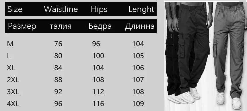 2024 Men's Cargo Pants Casual Multi Pockets Military Tactical Pants Male Outwear Loose Straight slacks Long Trousers Plus size