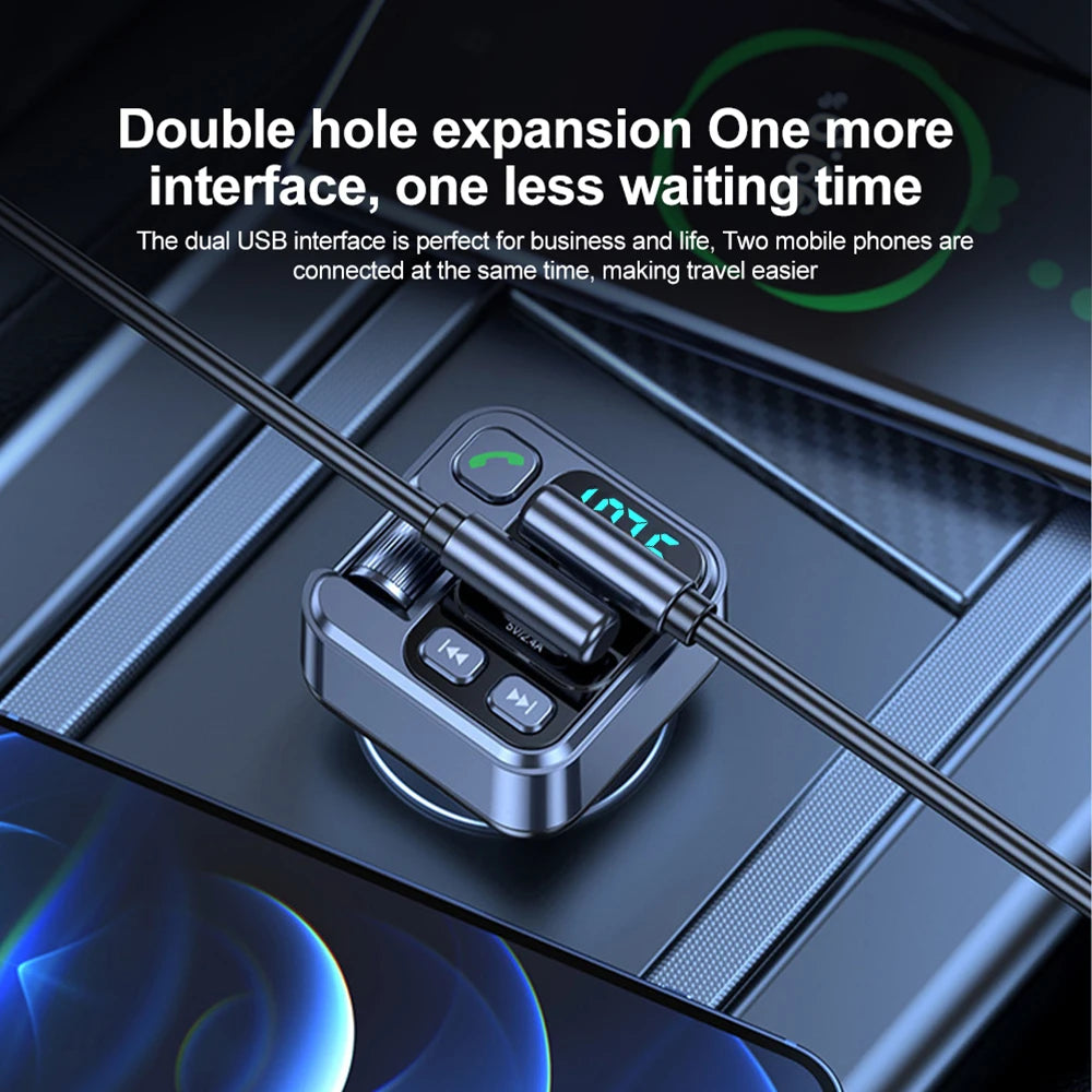 Car Bluetooth Receiver USB U Disk Read PD20w Fast Charging Digital Display Car Mobile Phone Adapter FM Transmiter For Cellphones - AMULET RING STORE