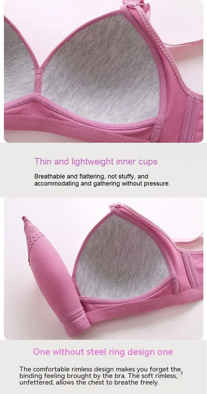 Gathered Side Collection Lifting Underwear Breasts Brassiere Large Size Bra Full Cup Underwear Brassiere No Steel Ring Bra - AMULET RING STORE