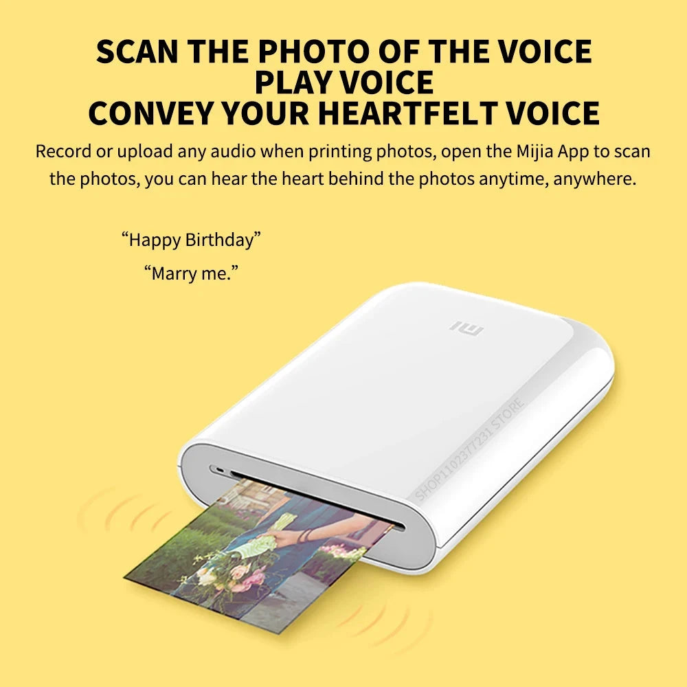 Xiaomi AR Printer 300dpi Portable Photo Mini Pocket With DIY Share 500mAh Picture Printer Pocket Printer Work With Mihome APP