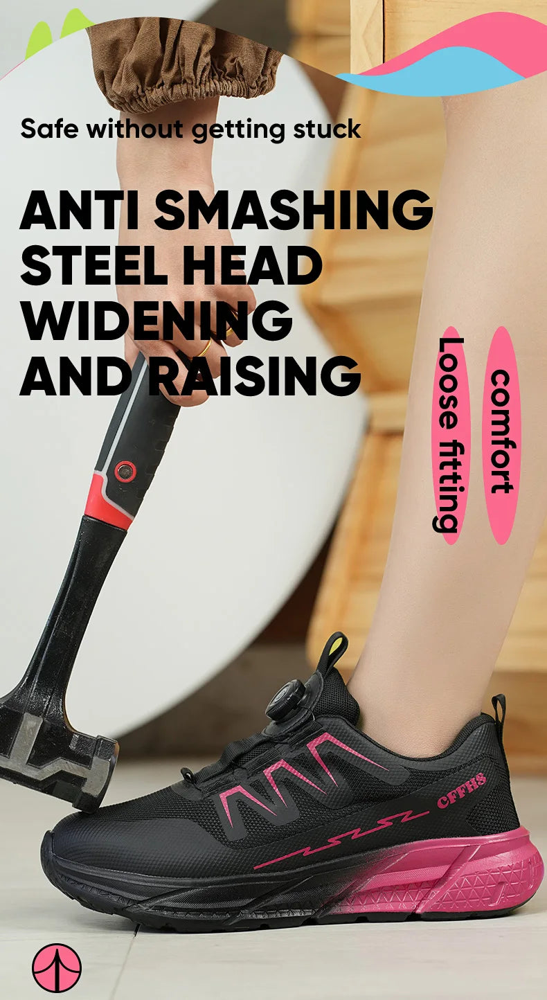 New women's anti-puncture anti-smash breathable fashion safety protection shoes - AMULET RING STORE