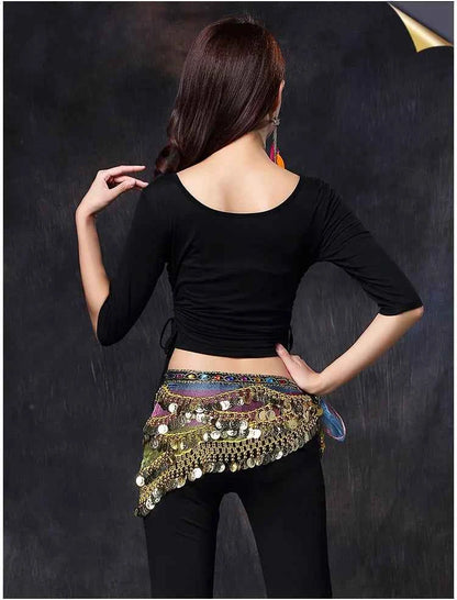 Oriental/Indian Belly Dance Coin Belt BellyDance Hip Scarf Golden Coins Belly Dance Costume Accessories Dancing Coin Belt