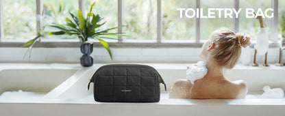 BAGSMART Makeup Bag Puffy Padded Make Up Bags for Women Makeup Organizer Case Wide-open Pouch Toiletry Bag Travel Essentials - AMULET RING STORE