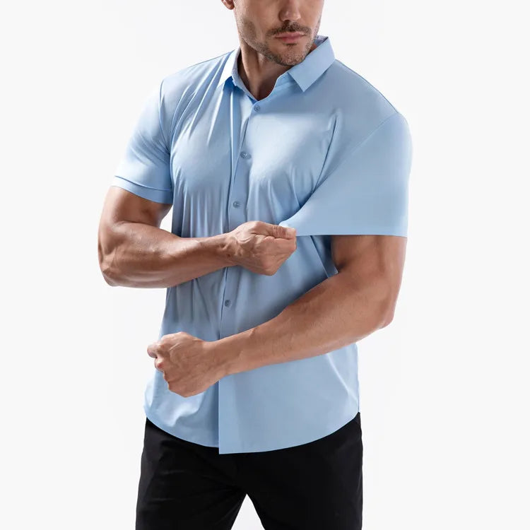 Men's Summer Business Shirt - Short Sleeve Wrinkle Free