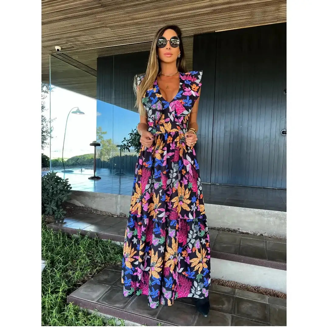 V-Neck Backless Beach Dress - Summer Beachwear - AMULET RING STORE