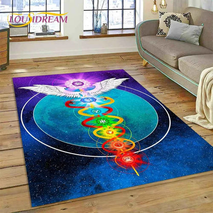 Naturalize Yoga Zen Meditation Rainbow 7 Chakra Carpet Rug for Home Living Room Bedroom Sofa Doormat Decor,Area Rug Non-slip Mat