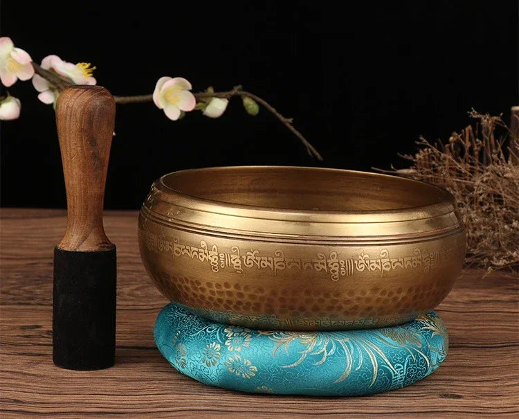 Tibetan Singing Bowl Buddhist Meditation Massage Yoga Chakra Nepal Singing Bowls Sound Healing Instruments with Accessories Gift - AMULET RING STORE