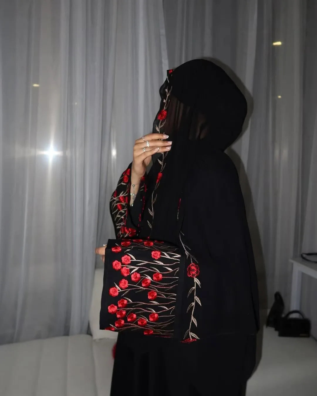 Luxury Embroidered Sleeve Cardigan for Muslim Women Ramadan Modest Abaya Dress with Hijab Elegant Islamic Party Turkish Outfit