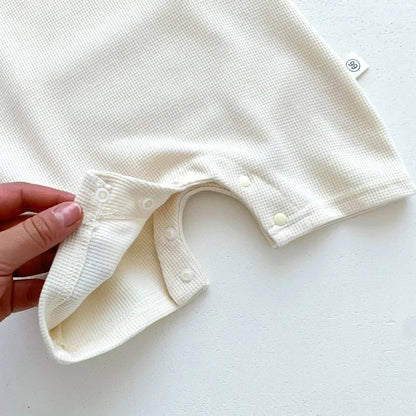 Cotton Romper Gift Hat with Ear New In Summer Kids Baby Girls Boys Short Sleeve Waffle Patch Bear Infant Newborn Jumpsuits - AMULET RING STORE