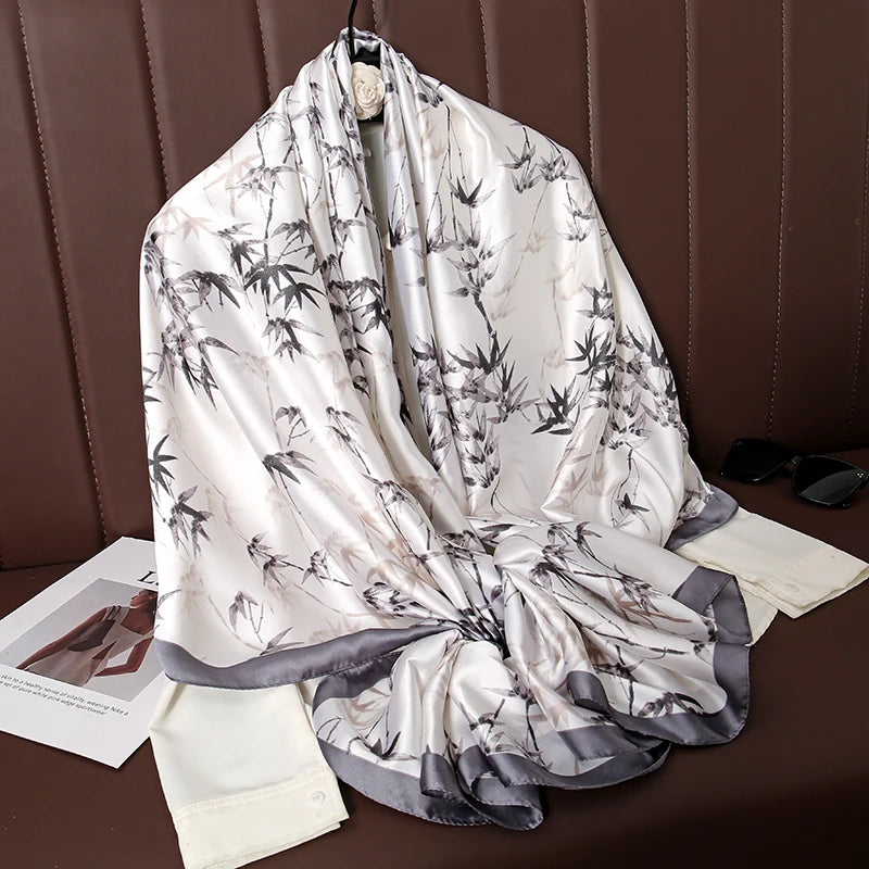 Design Satin Silk Shawl Hijab Scarf Women Fashion Summer Sunscreen Beach Stole Wraps Bufanda Female Headkerchief Echarpe New - AMULET RING STORE