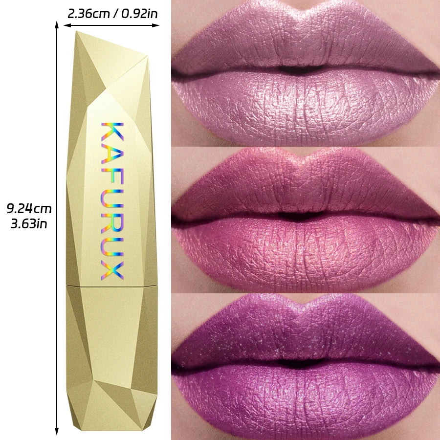 21Colors Bold & Intense Glitter Shiny Metallic Lipstick Pearlescent Lip Tint,Long Lasting Lip Senior Matte Lip Makeup Gifts for - AMULET RING STORE