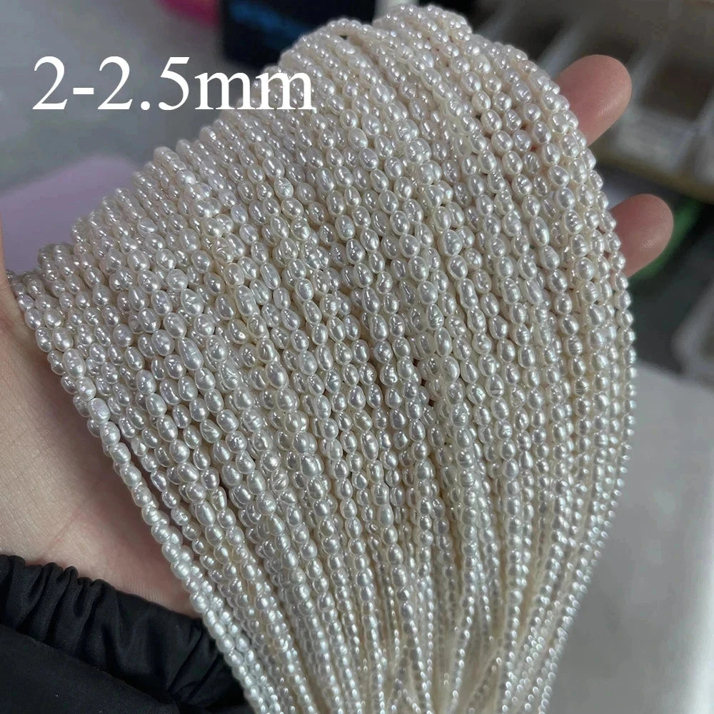 Natural Freshwater Pearl Beads Rice shape Loose isolation Beads For jewelry making DIY necklace bracelet accessories Size1.8-2mm - AMULET RING STORE