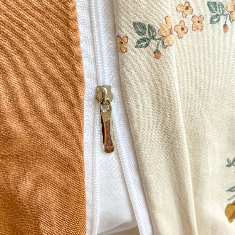 Korean Retro Floral Bedding Set 100% Washed Cotton Bed Sheets Set Soft Duvet Cover Bed Linen Pillowcase Single Double Queen King - AMULET RING STORE