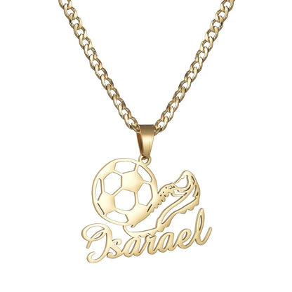 Custom Name Necklace Football Sports Style Personalized Men Customized Chains Stainless Steel For Male Jewelry Birthday Gifts