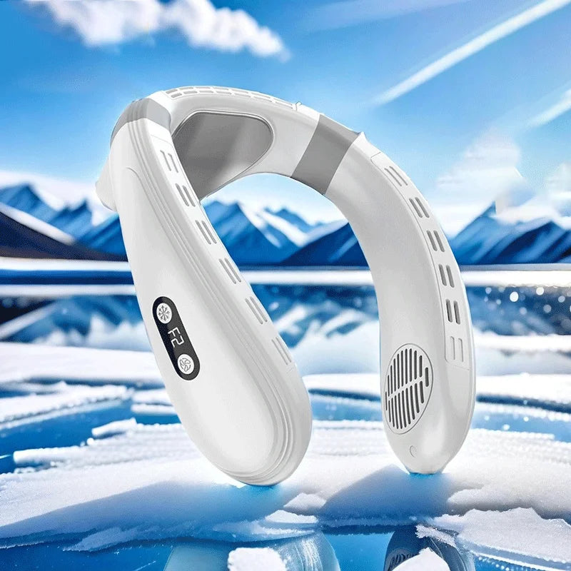 2024 New Neck Air Conditioner Portable Neck Fan Rechargeable Semiconductor Cooling Bladeless Fan Wearable Cooler multi purpose