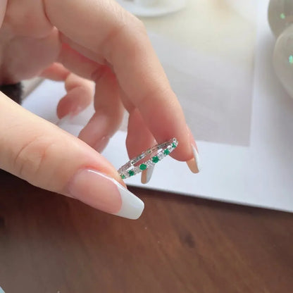 Monkton S925 Sterling Silver Thin Stackable Sapphire Rings for Women Sparkling Wedding Engagement Jewelry Set Кольца