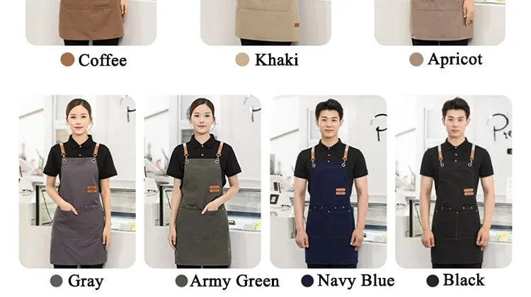 Waterproof Kitchen Apron Perfessional Kitchen Apron Restaurant Shop Waiter Work Uniform Women/Men With Pockets Cleaning Pinafore - AMULET RING STORE