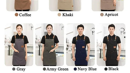 Waterproof Kitchen Apron Perfessional Kitchen Apron Restaurant Shop Waiter Work Uniform Women/Men With Pockets Cleaning Pinafore - AMULET RING STORE