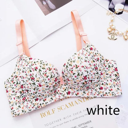 Women Flower Print Seamless Bra Sexy Lingerie Floral Push Up Bras One-Piece Underwear - AMULET RING STORE