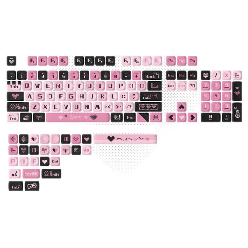134 Keys Pink Cat  MOA Profile PBT Keycaps Customs Dye Sub Key caps for 61/87/104 Cherry MX Switch Gaming Mechanical Keyboard