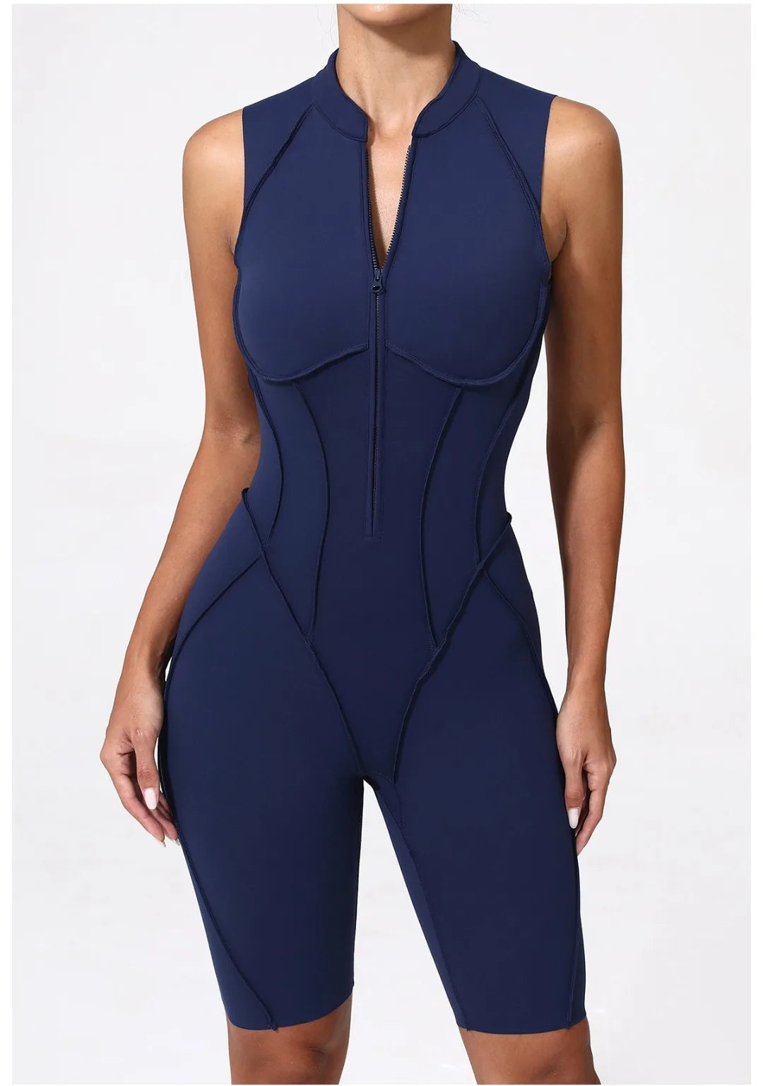 Seamless Yoga Jumpsuit Sports Fitness Backless Tight Zipper Long-sleeved One-Piece Workout Clothes Gym Leggings Sportswear