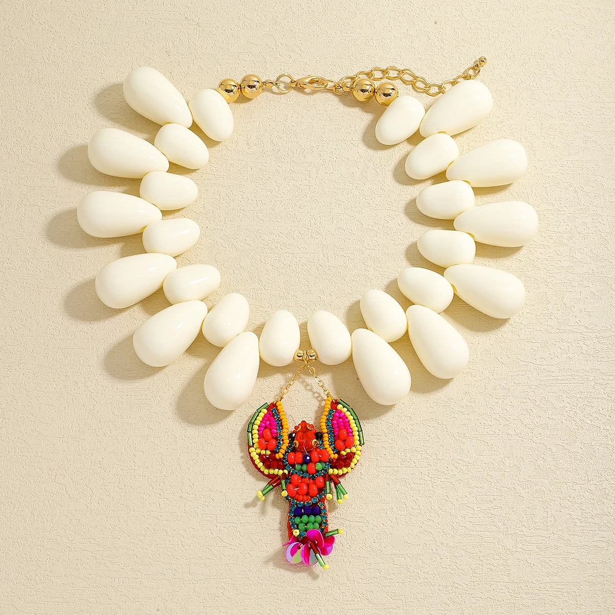 2025 New ZAA Lobster Bead Necklace Handmade Crystal Beaded Enamel Jewelry Simple Pendant Necklace Women Beach Vacation Accessory - AMULET RING STORE