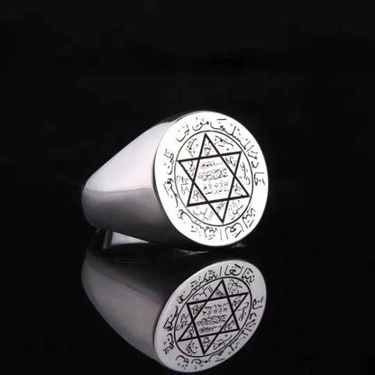 R674 Seal of Solomon Star of David King Solomon Seal Protection Talisman Amulet Jewelry Laser Engraved Stainless Steel Ring