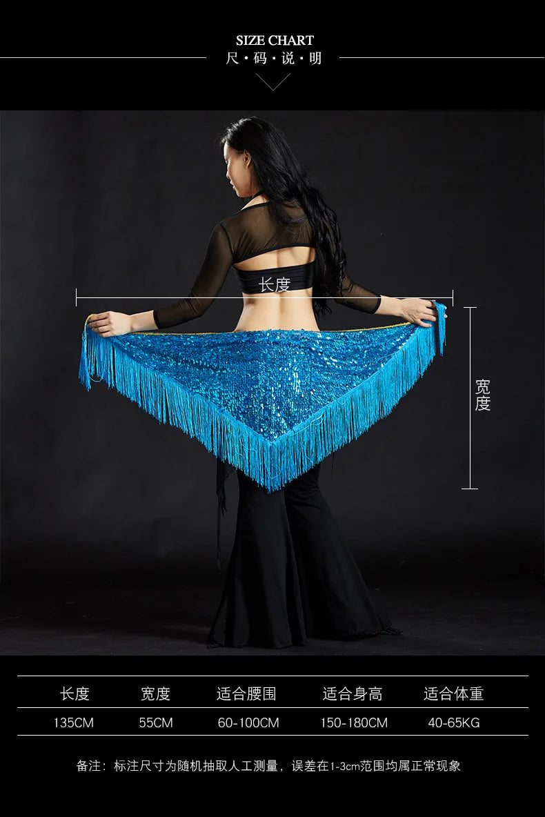 Wholesale Cheap Sexy Women Girls Sequin Triangle Shawl Hip Shawl Belly Dance Belts - AMULET RING STORE