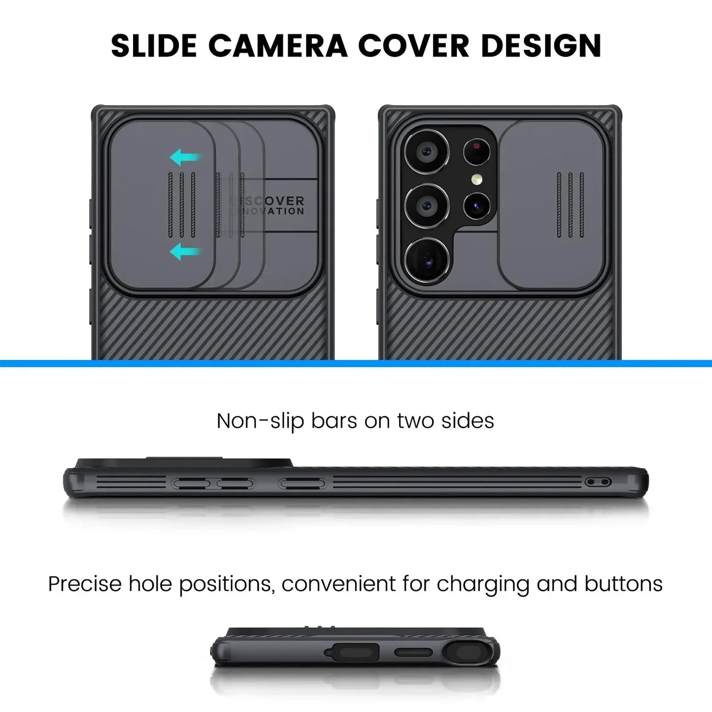 Nillkin Case For Samsung Galaxy S25 S24 S23 S22 Ultra Plus FE A55 A35 Slide Pro Camera Slim Rugged Phone Thin Shockproof Cover - AMULET RING STORE