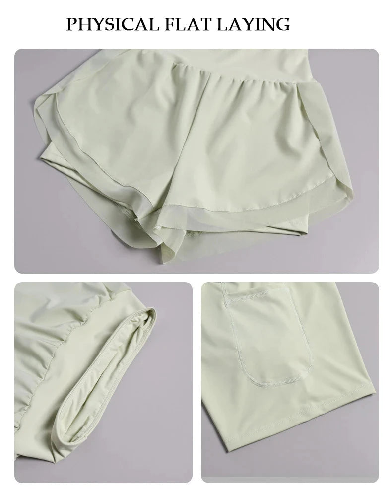 Yoga Set Women Sport T-Shirt Back Mesh Design High Waist Shorts Quick Dry Run Yoga Sports Short Sleeve Shorts Two-piece Yoga Set