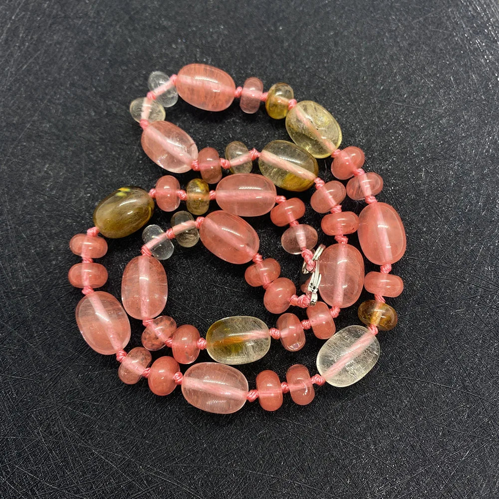 Natural Stone Malachite Lapis Lazuli Agate Necklace 10x14mm Cylindrical Beads 5x9mm Abacus Beads Ladies Necklace about 18 Inches - AMULET RING STORE