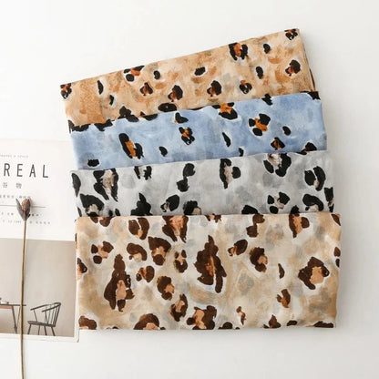 88*180cm Leopard Print Women Viscose Scarf Summer Beach Shawl Cotton Linen Feeling Tassel Pashmina Muslim Hijab Wrap Lady