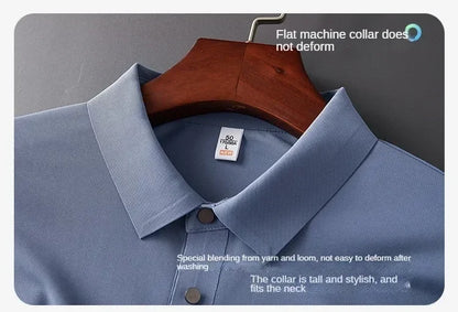 Ice Silk Polo Shirt Short Sleeved Letter Printing T-shirt New 2024 Summer Men's Clothing High-grade  Shirts