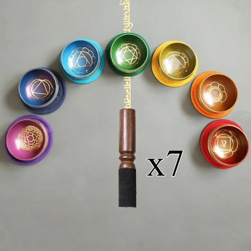 Nepal Handmade Buddha Singing Bowl Yoga Meditation Colorful Sound Therapy Tibetan Singing Bowls Healing Percussion Instruments - AMULET RING STORE