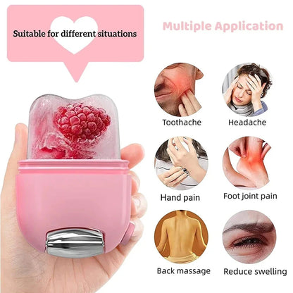 2 in 1 Ice Cube Facial Roller Jade Face Massaer Roller Gua Sha Face Lifting Device Reduce Edema Neck Eye Beauty Care Device
